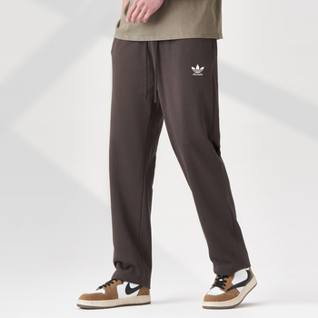 Κορεατικού στυλ καθημερινά αθλητικά παντελόνια, ευθείας γραμμης, μεσαίου ύψους μέση, 85% βαμβάκι, μονόχρωμα, μικροελαστικά