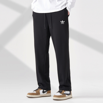 Κορεατικού στυλ καθημερινά αθλητικά παντελόνια, ευθείας γραμμης, μεσαίου ύψους μέση, 85% βαμβάκι, μονόχρωμα, μικροελαστικά