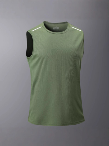 Ανδρική αμάνικη αθλητική μπλούζα τύπου T-shirt-vest, γρήγορο στέγνωμα, άνετη εφαρμογή, με στρογγυλή λαιμόκοψη, αναπνέων πολυεστέρα με γεωμετρικό σχέδιο