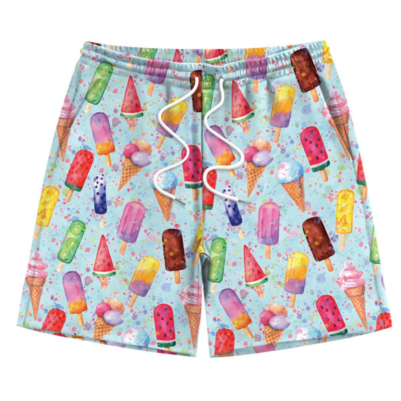 Ανδρικά σορτς παραλίας με 3D μοτίβο ωκεανού, γρήγορο στέγνωμα, υφαντό ύφασμα, 95% πολυεστέρας + 5% ελαστάν, Καλοκαίρι 2025