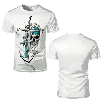 Ανδρικό T‑shirt με μοτίβο αγκίστρι, 3D ψηφιακή εκτύπωση, κοντά μανίκια, στρογγυλός λαιμός, πολυεστερικό δίχτυ