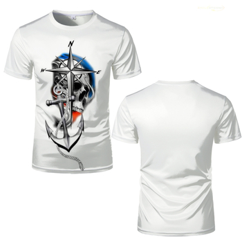 Ανδρικό T‑shirt με μοτίβο αγκίστρι, 3D ψηφιακή εκτύπωση, κοντά μανίκια, στρογγυλός λαιμός, πολυεστερικό δίχτυ