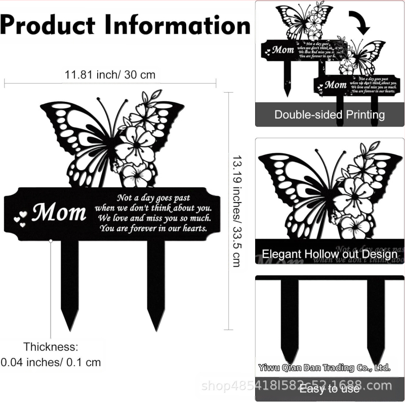 Метален мемориален стълб за гробище, за дома и градината; индивидуално опакован в PP торба