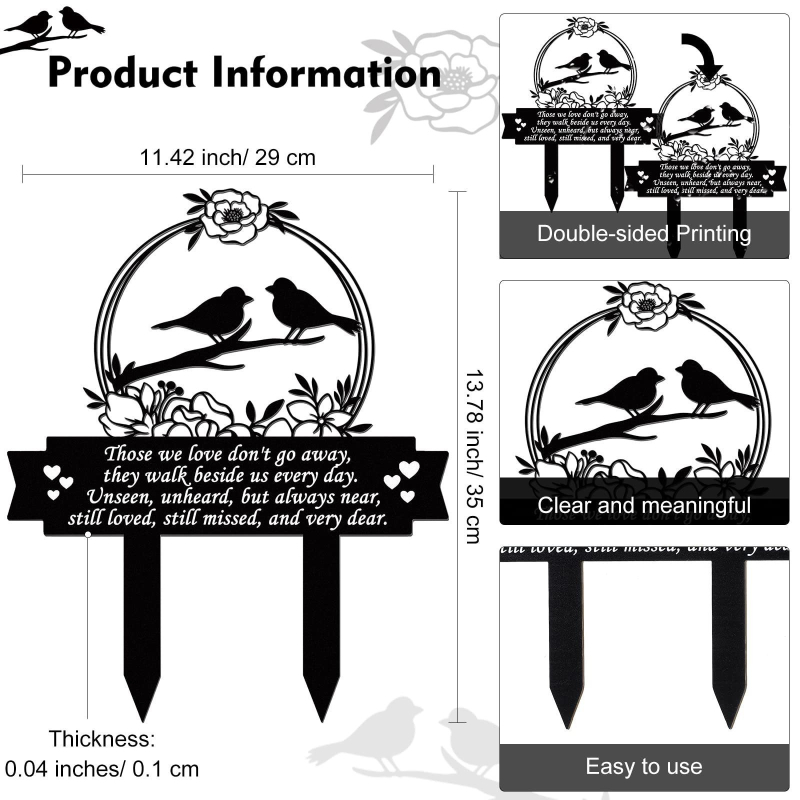 Метален мемориален стълб за гробище, за дома и градината; индивидуално опакован в PP торба