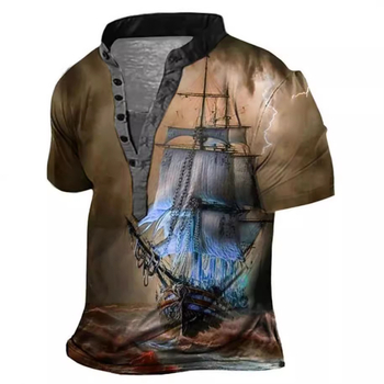 Μπλουζάκι από πολυεστέρα με κοντομάνικη γραμμή, ψηφιακή εκτύπωση, 3D εφέ, V-ντεκολτέ