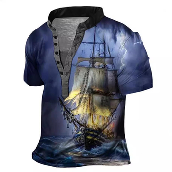 Μπλουζάκι από πολυεστέρα με κοντομάνικη γραμμή, ψηφιακή εκτύπωση, 3D εφέ, V-ντεκολτέ