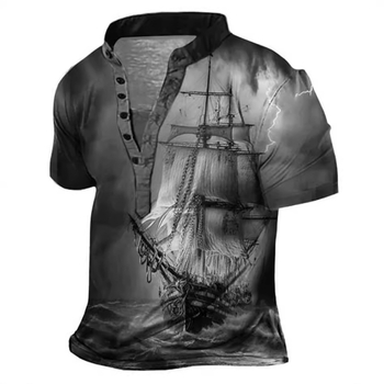 Μπλουζάκι από πολυεστέρα με κοντομάνικη γραμμή, ψηφιακή εκτύπωση, 3D εφέ, V-ντεκολτέ