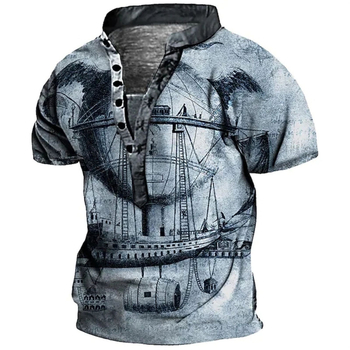 Μπλουζάκι από πολυεστέρα με κοντομάνικη γραμμή, ψηφιακή εκτύπωση, 3D εφέ, V-ντεκολτέ