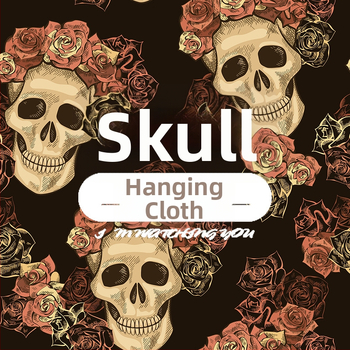 Гоблен — серия Хелоуински черепи, квадратна форма, боядисан полиестер, машинно тъкана, стил терор