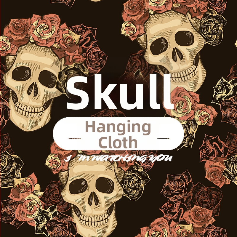 Гоблен — серия Хелоуински черепи, квадратна форма, боядисан полиестер, машинно тъкана, стил терор