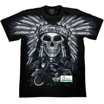 Ανδρικό χαλαρό T‑shirt με στρογγυλή λαιμόκοψη και κοντά μανίκια, 3D εκτύπωση δαιμονικού τοτέμ, πολυεστερικό ύφασμα. Καλοκαίρι 2024.