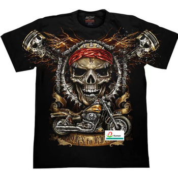 Ανδρικό χαλαρό T‑shirt με στρογγυλή λαιμόκοψη και κοντά μανίκια, 3D εκτύπωση δαιμονικού τοτέμ, πολυεστερικό ύφασμα. Καλοκαίρι 2024.