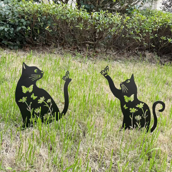 Κήπος μεταλλικά γλυπτά σκύλου και γάτας, σίδερο, παστρολ στυλ, Fanbao