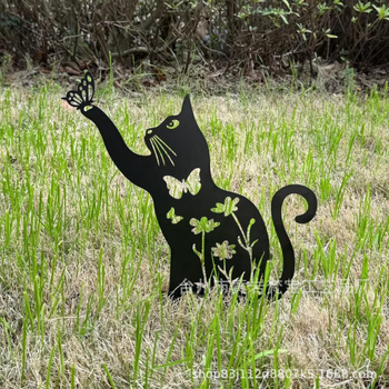 Κήπος μεταλλικά γλυπτά σκύλου και γάτας, σίδερο, παστρολ στυλ, Fanbao