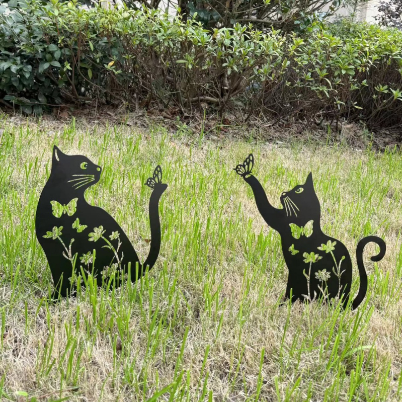 Κήπος μεταλλικά γλυπτά σκύλου και γάτας, σίδερο, παστρολ στυλ, Fanbao