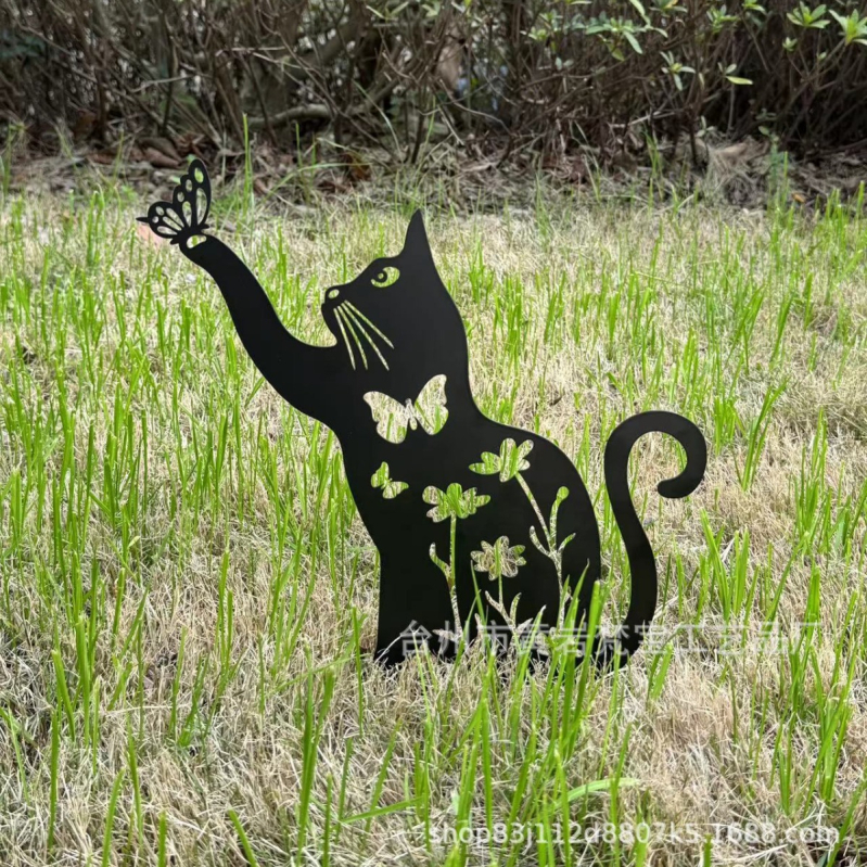 Κήπος μεταλλικά γλυπτά σκύλου και γάτας, σίδερο, παστρολ στυλ, Fanbao