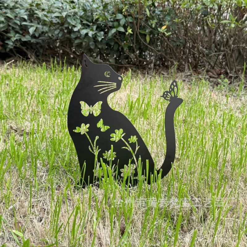 Κήπος μεταλλικά γλυπτά σκύλου και γάτας, σίδερο, παστρολ στυλ, Fanbao