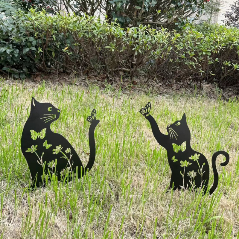 Κήπος μεταλλικά γλυπτά σκύλου και γάτας, σίδερο, παστρολ στυλ, Fanbao