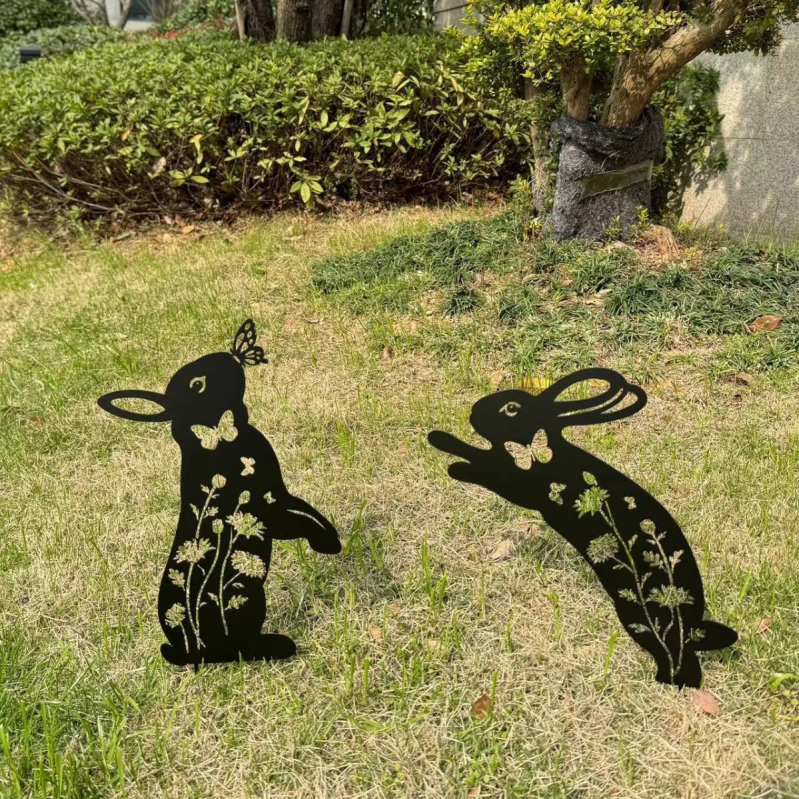 Κήπος μεταλλικά γλυπτά σκύλου και γάτας, σίδερο, παστρολ στυλ, Fanbao