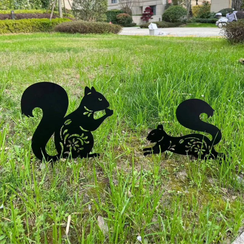 Κήπος μεταλλικά γλυπτά σκύλου και γάτας, σίδερο, παστρολ στυλ, Fanbao