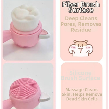 Mina βούρτσα καθαρισμού προσώπου από σιλικόνη με σχέδιο γάτας – διπλής όψης χειροκίνητη, απαλές ίνες
