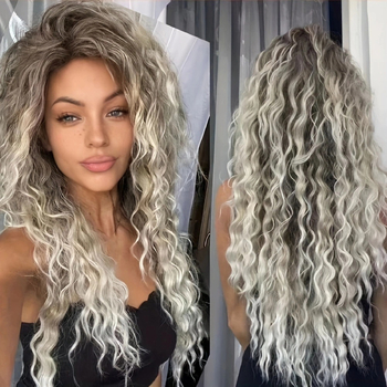 Sieviešu garā viļņaina parūka — karstumizturīgas šķiedras, gluda virsma, bez perm vai krāsošanas