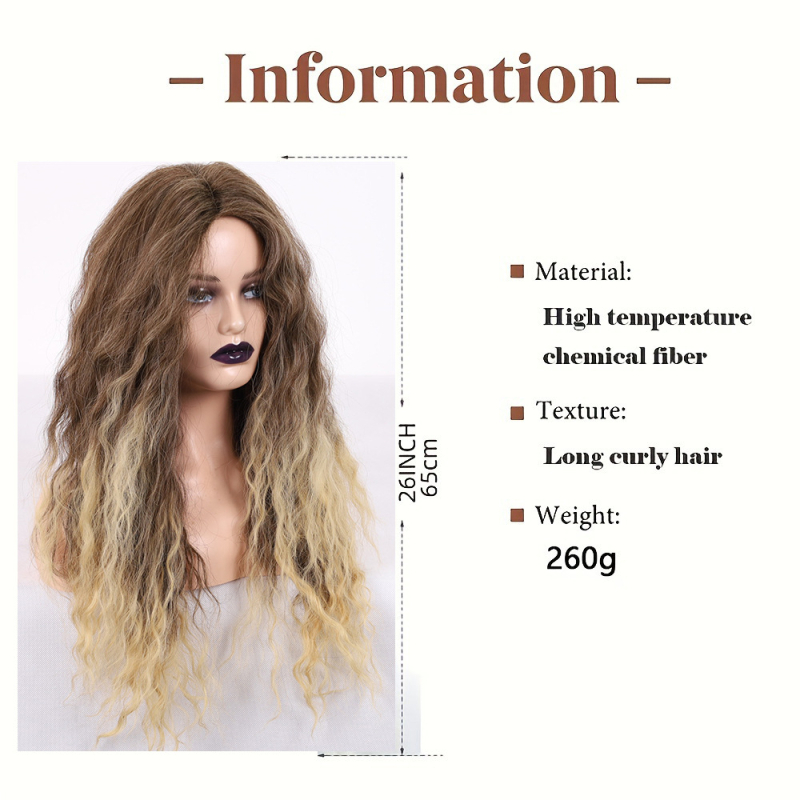 Sieviešu garā viļņaina parūka — karstumizturīgas šķiedras, gluda virsma, bez perm vai krāsošanas