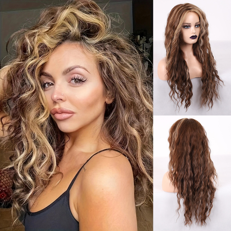 Sieviešu garā viļņaina parūka — karstumizturīgas šķiedras, gluda virsma, bez perm vai krāsošanas