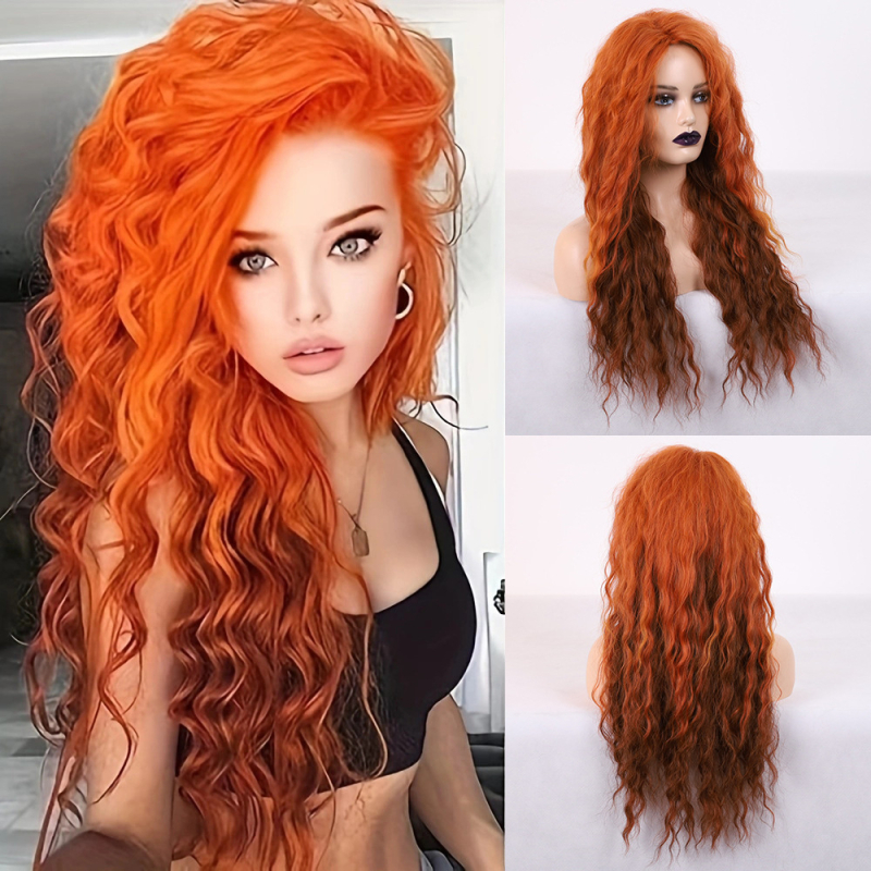 Sieviešu garā viļņaina parūka — karstumizturīgas šķiedras, gluda virsma, bez perm vai krāsošanas