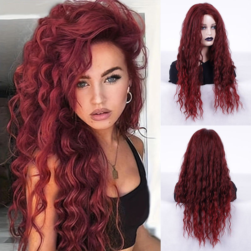 Sieviešu garā viļņaina parūka — karstumizturīgas šķiedras, gluda virsma, bez perm vai krāsošanas