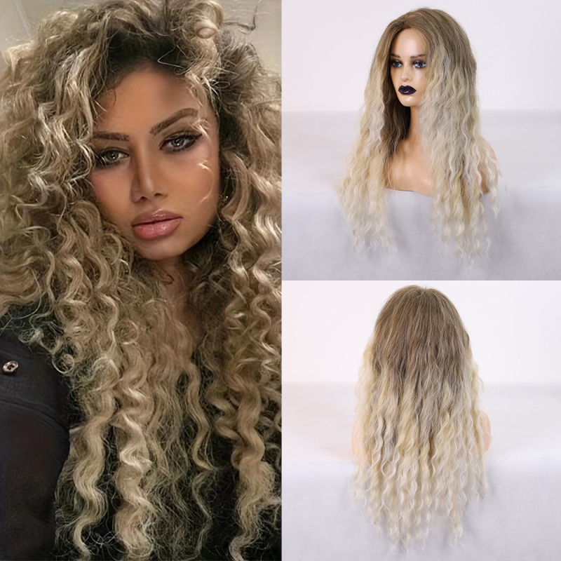 Sieviešu garā viļņaina parūka — karstumizturīgas šķiedras, gluda virsma, bez perm vai krāsošanas