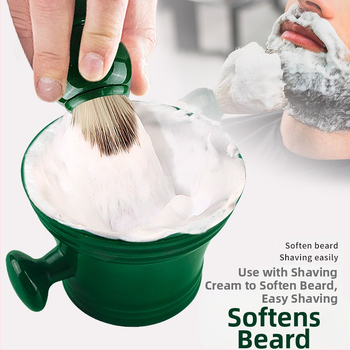 Σετ βούρτσας για γένια και μπολ αφρού ξυρίσματος, πλαστικό, χωρητικότητα 100 ml