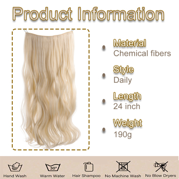 Klip-in matu daļa sievietēm, dabisks izskats ar lielām viļņām, sintētiskie mati ar augstu temperatūras pretestību, apjoms, modelis EX80, nav krāsots vai gludināms