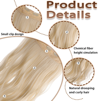 Klip-in matu daļa sievietēm, dabisks izskats ar lielām viļņām, sintētiskie mati ar augstu temperatūras pretestību, apjoms, modelis EX80, nav krāsots vai gludināms