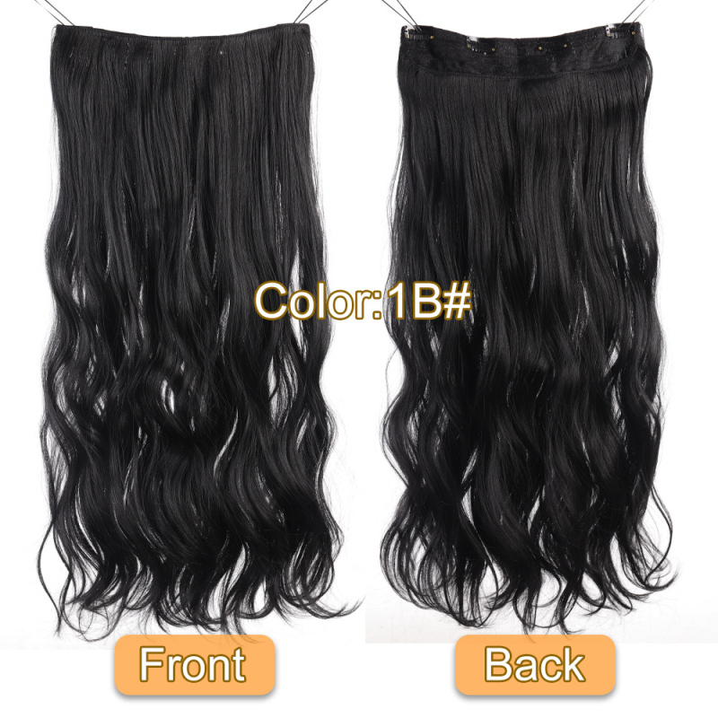 Klip-in matu daļa sievietēm, dabisks izskats ar lielām viļņām, sintētiskie mati ar augstu temperatūras pretestību, apjoms, modelis EX80, nav krāsots vai gludināms