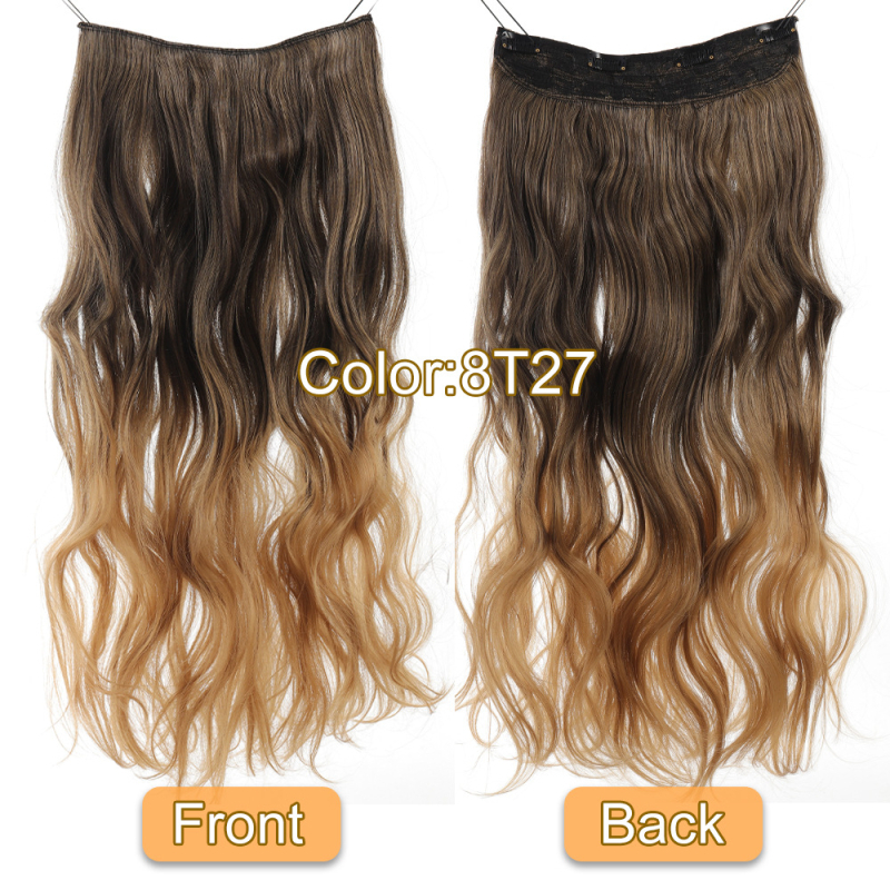 Klip-in matu daļa sievietēm, dabisks izskats ar lielām viļņām, sintētiskie mati ar augstu temperatūras pretestību, apjoms, modelis EX80, nav krāsots vai gludināms