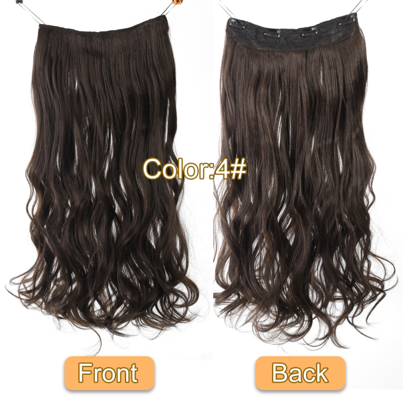 Klip-in matu daļa sievietēm, dabisks izskats ar lielām viļņām, sintētiskie mati ar augstu temperatūras pretestību, apjoms, modelis EX80, nav krāsots vai gludināms