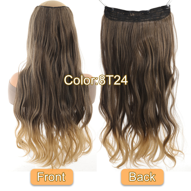 Klip-in matu daļa sievietēm, dabisks izskats ar lielām viļņām, sintētiskie mati ar augstu temperatūras pretestību, apjoms, modelis EX80, nav krāsots vai gludināms