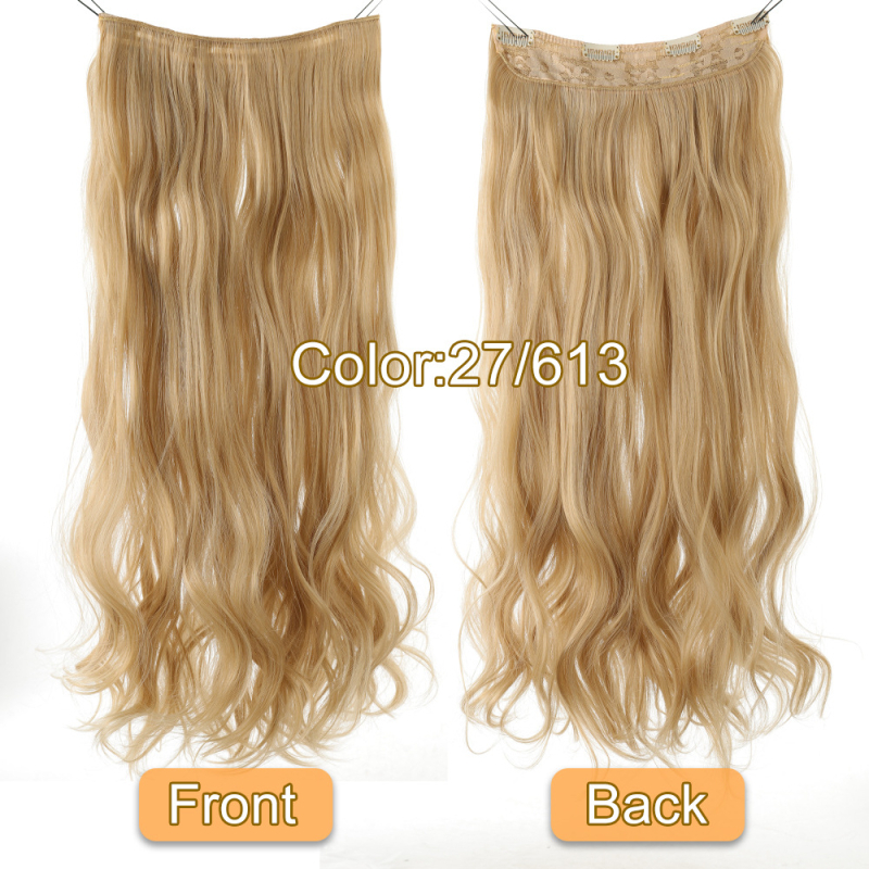 Klip-in matu daļa sievietēm, dabisks izskats ar lielām viļņām, sintētiskie mati ar augstu temperatūras pretestību, apjoms, modelis EX80, nav krāsots vai gludināms