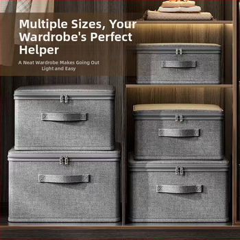 Drabužių saugyklos dėžė - Sulankstoma, Talpa 50 L, Medžiaga: kationinis audinys, Nešiojama, Dulkėms ir drėgmei atspari