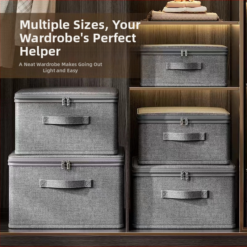 Drabužių saugyklos dėžė - Sulankstoma, Talpa 50 L, Medžiaga: kationinis audinys, Nešiojama, Dulkėms ir drėgmei atspari