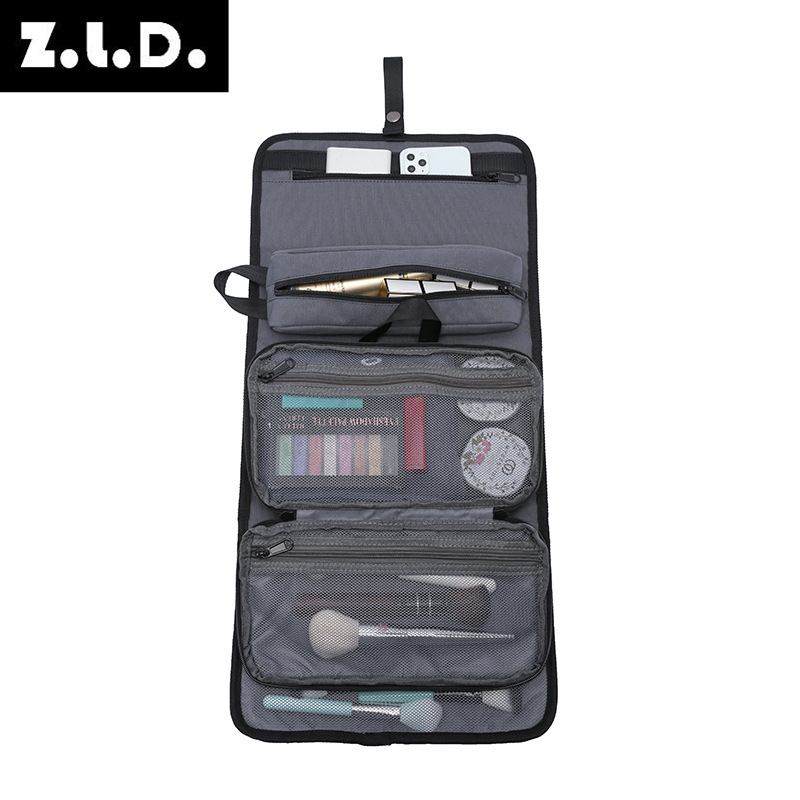 Atidaloma nešiojama vandeniui atspari poliesterio kosmetikos krepšys kelionėms