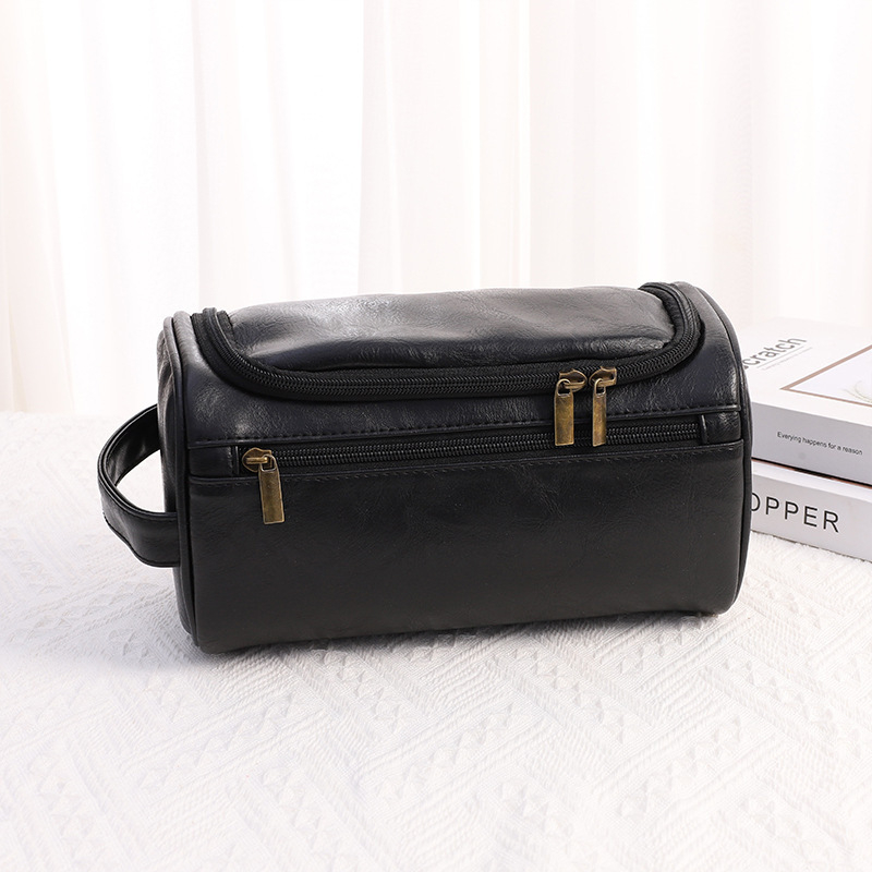 Geantă de toaletă pentru călătorii, PU impermeabil, capacitate mare, compartiment pentru ruj, unisex, stil stradal (PU, impermeabil, capacitate mare, compartiment pentru ruj)