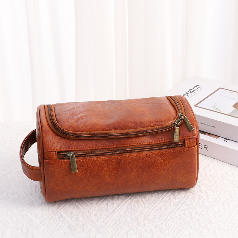 Geantă de toaletă pentru călătorii, PU impermeabil, capacitate mare, compartiment pentru ruj, unisex, stil stradal (PU, impermeabil, capacitate mare, compartiment pentru ruj)