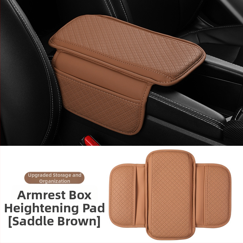 Кожена подложка за подлакътник на автомобил, универсална за централна конзола, дишаща мрежеста конструкция, страничен джоб, персонализирано производство