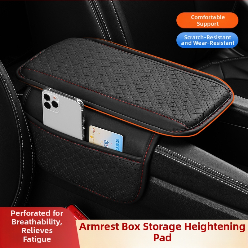 Кожена подложка за подлакътник на автомобил, универсална за централна конзола, дишаща мрежеста конструкция, страничен джоб, персонализирано производство