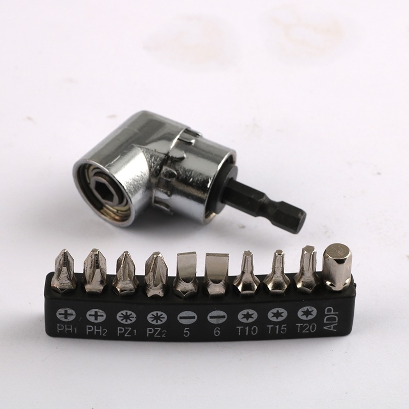 Електрическа ъглова отвертка с удължителна пръчка, гъвкав вал и сменяеми битове