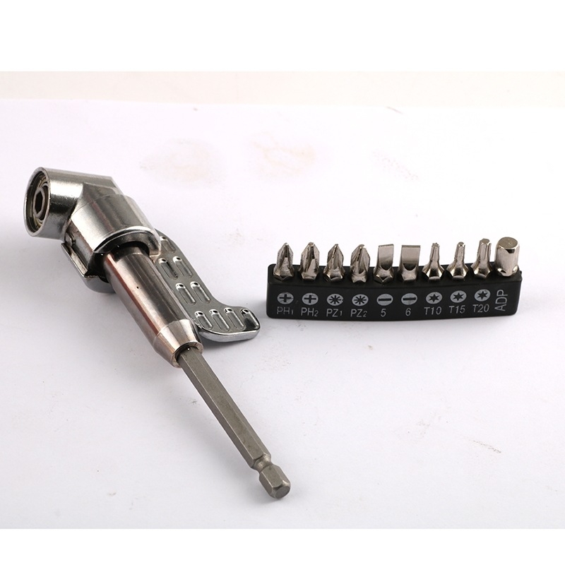 Електрическа ъглова отвертка с удължителна пръчка, гъвкав вал и сменяеми битове