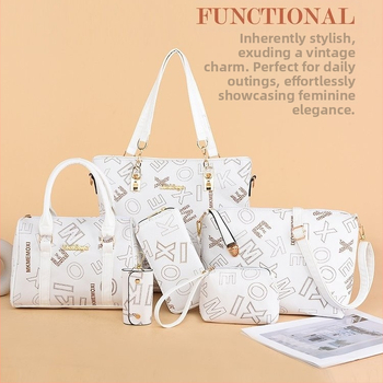 Unisex σετ έξι τσαντών ώμου από PU, άνοιξη 2024