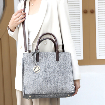 Τσάντα ώμου PU μητέρα-κόρη με φερμουάρ, κάθετης τετράγωνης μορφής, εσωτερικές θήκες με φερμουάρ, θήκη τηλεφώνου και ταυτότητας, καλοκαίρι 2024